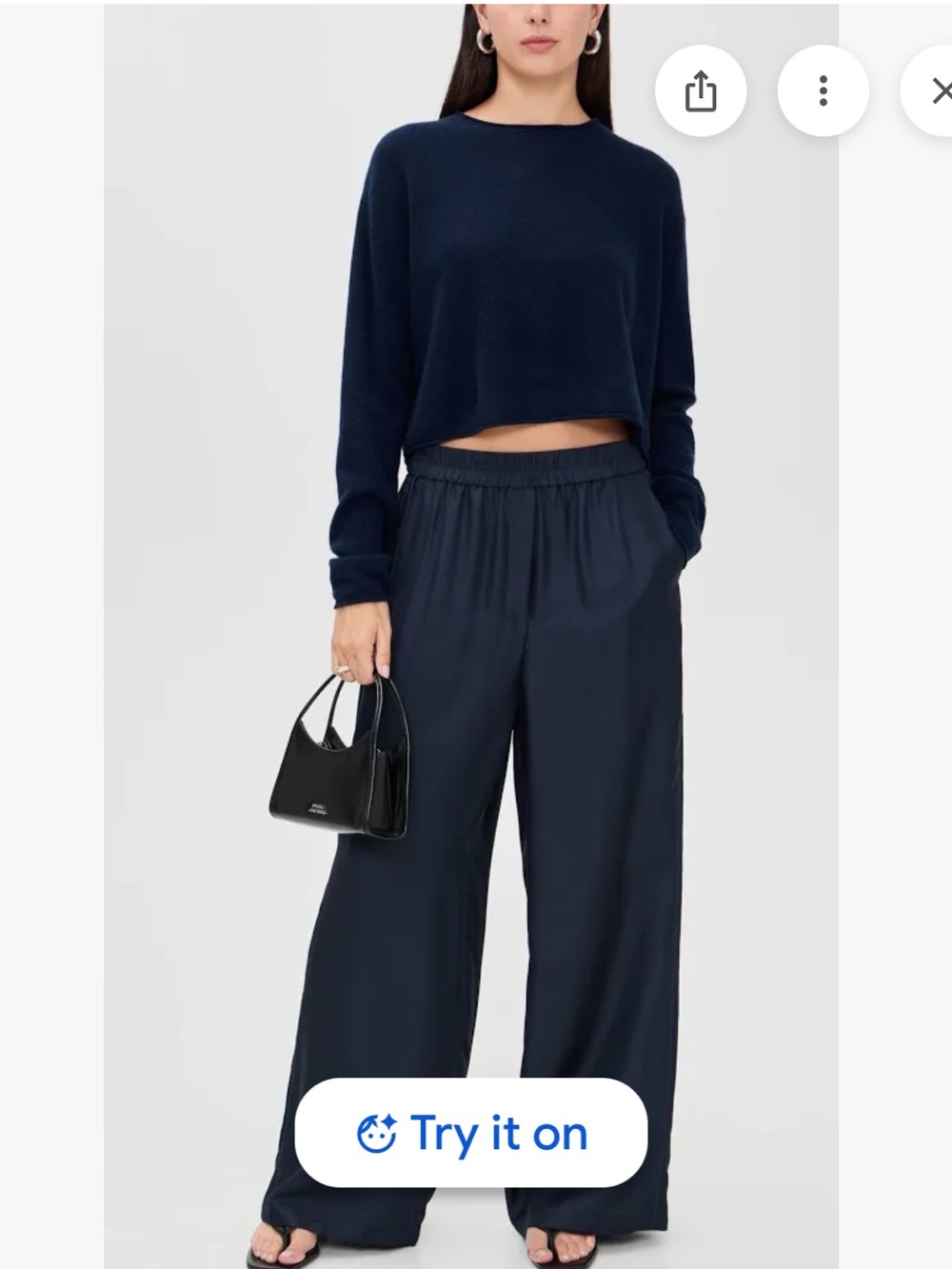 Theory Silk Twill Pull-On Wide-Leg Pants- Black